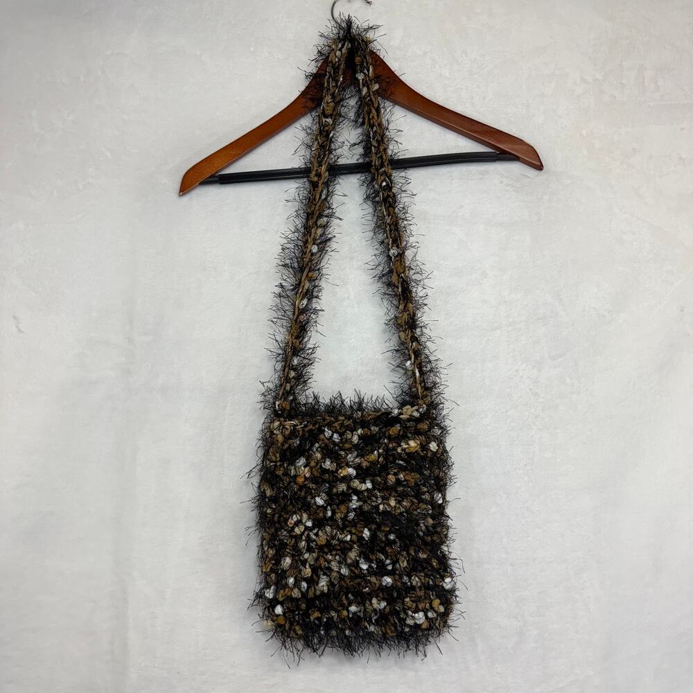 Funky Retro Knitted Multicolor Small Crossbody Bag Purse Y2K Fuzzy Cute Festival - Picture 4 of 7